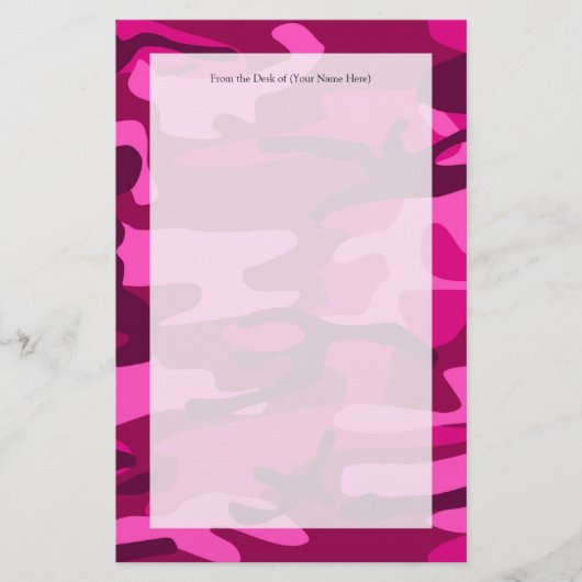 Hot Pink Fuchsia Camouflage Girly Pattern Briefpapier (Voorkant)