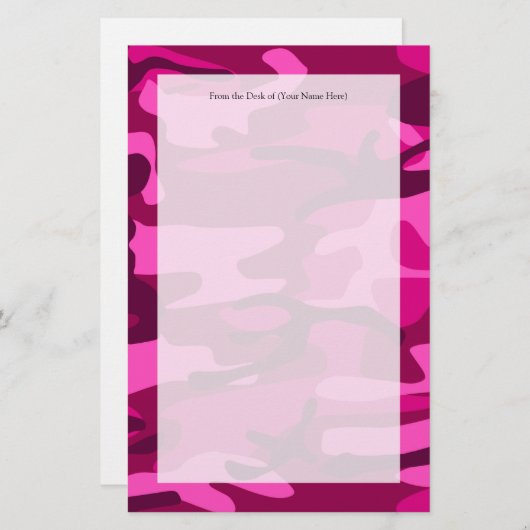 Hot Pink Fuchsia Camouflage Girly Pattern Briefpapier (Voorkant / Achterkant)