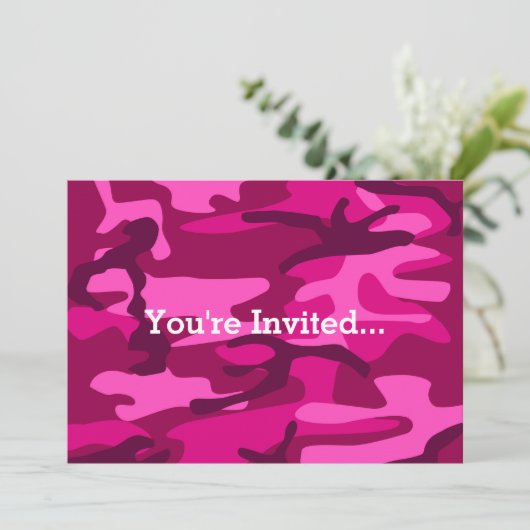 Hot Pink Fuchsia Camouflage Girly Pattern Kaart (Staand voorkant)