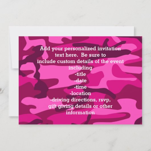 Hot Pink Fuchsia Camouflage Girly Pattern Kaart (Achterkant)