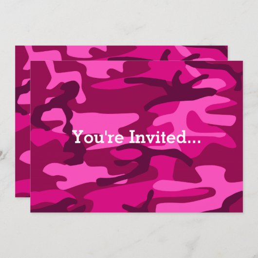 Hot Pink Fuchsia Camouflage Girly Pattern Kaart (Voorkant / Achterkant)