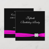 Hot Pink Fuchsia Classy 50ste verjaardagsfeestje Kaart (Voorkant / Achterkant)