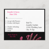 Hot Pink Fuchsia Daisy Wedding RSVP Briefkaart (Achterkant)