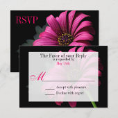 Hot Pink Fuchsia Gerber Daisy Flower Wedding RSVP (Voorkant / Achterkant)