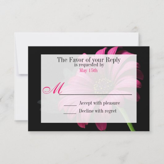 Hot Pink Fuchsia Gerber Daisy Flower Wedding RSVP Kaartje (Voorkant)