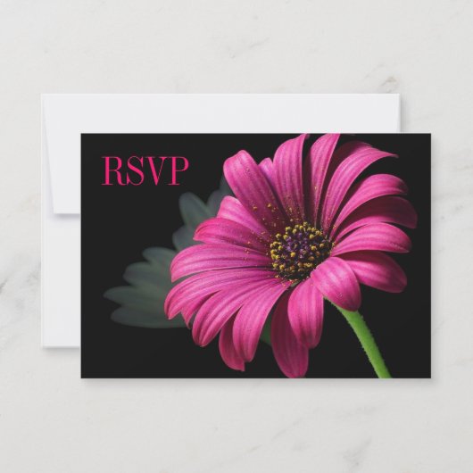 Hot Pink Fuchsia Gerber Daisy Flower Wedding RSVP Kaartje (Achterkant)