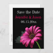 Hot Pink Fuchsia Gerber Daisy Save the Date Cards Aankondigingskaart (Voorkant / Achterkant)