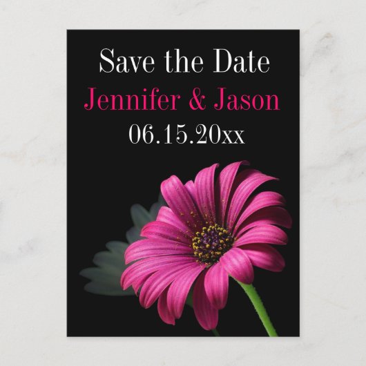 Hot Pink Fuchsia Gerber Daisy Save the Date Cards Aankondigingskaart (Voorkant)