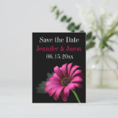 Hot Pink Fuchsia Gerber Daisy Save the Date Cards Aankondigingskaart (Staand voorkant)