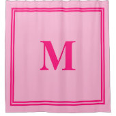 Hot Pink Fuchsia Monograms Streep Aangepaste naam Douchegordijn (Voorkant)