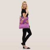 Hot Pink Fuchsia Rozen Monogram Aangepaste naam Tote Bag (Op model)