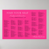 Hot Pink Fuchsia Wedding Alphabetical Seating Poster (Voorkant)