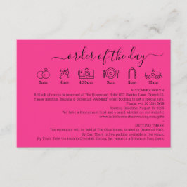 Hot Pink Fuchsia Wedding Details Order Of The Day Informatiekaartje