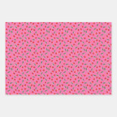 Hot Pink Funky Retro Berry Cherry en Checkers Inpakpapier Vel (Voorkant)