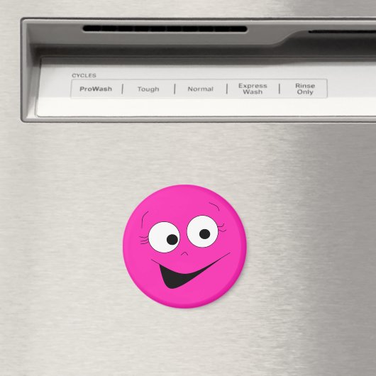 Hot Pink Funny Gekke Face Face Magnet (Insitu (Vaatwasser))