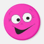 Hot Pink Funny Gekke Face Face Magnet (Voorkant)