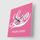 Hot pink fushia Business logo Company merk Simple Vierkante Klok (Hoek)