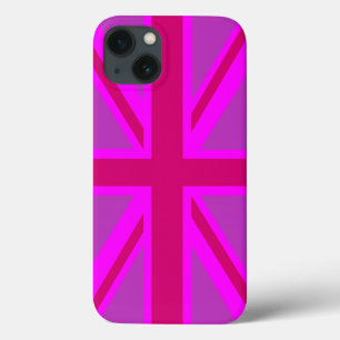 Hot Pink Fushia Union Jack British Flag Background iPhone 13 Hoesje