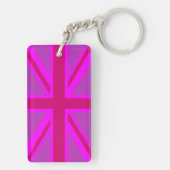 Hot Pink Fushia Union Jack British Flag Background Sleutelhanger (achterkant)
