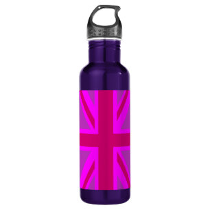 Hot Pink Fushia Union Jack British Flag Background Waterfles