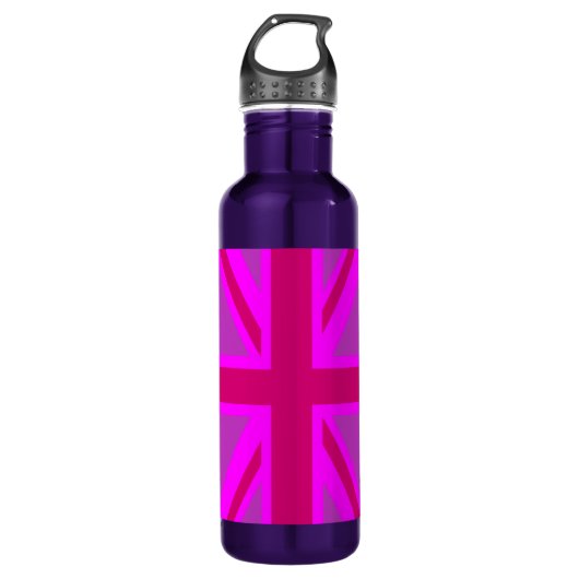 Hot Pink Fushia Union Jack British Flag Background Waterfles (Voorkant)