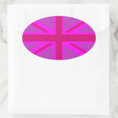 Hot Pink Fushia Union Jack Ovale Sticker (Tas)