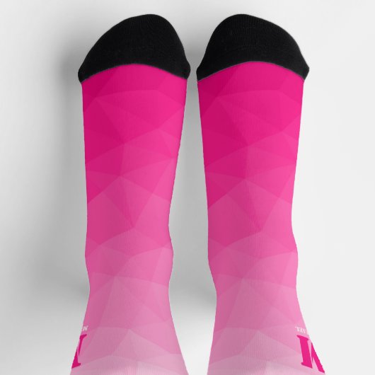 Hot pink geometric mesh pattern Monogram Sokken (Top)