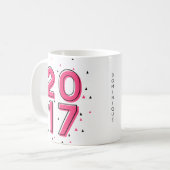 Hot Pink Geometric Pattern Custom Class of 2017 Koffiemok (Voorkant links)