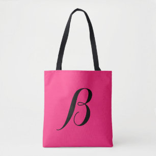 Hot Pink Gepersonaliseerd Initiaal Tote Bag