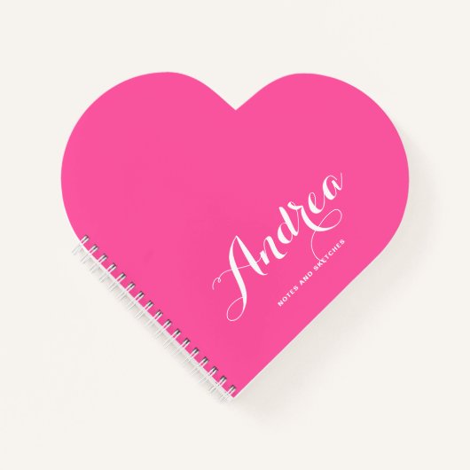 Hot Pink gepersonaliseerd kalligrafiescript Notitieboek (Voorkant)