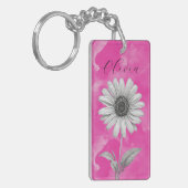 Hot Pink Gepersonaliseerde Daisy Sleutelhanger (Voorkant Links)