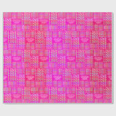 Hot Pink Gepersonaliseerde "LOVE" Typografie Patro Cadeaupapier (Vlak)