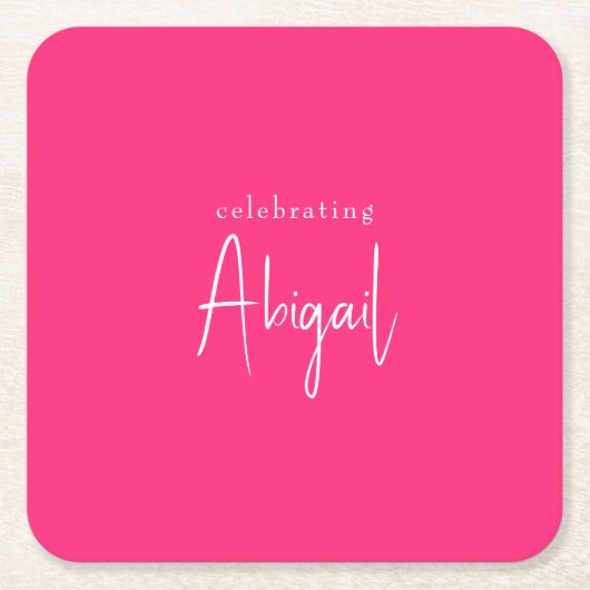 Hot Pink gepersonaliseerde scriptnaam Verjaardag Kartonnen Onderzetters (Voorkant)