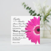 Hot Pink Gerber Daisy Flower Wedding Invitations Kaart (Staand voorkant)
