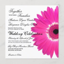 Hot Pink Gerber Daisy Flower Wedding Invitations Kaart