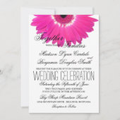 Hot Pink Gerber Daisy Flower Wedding Invitations Kaart (Voorkant)