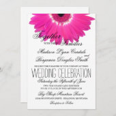 Hot Pink Gerber Daisy Flower Wedding Invitations Kaart (Voorkant / Achterkant)