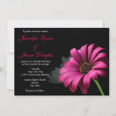 Hot Pink Gerber Daisy Flower Wedding Invitations Kaart (Voorkant)
