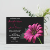 Hot Pink Gerber Daisy Flower Wedding Invitations Kaart (Staand voorkant)