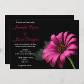 Hot Pink Gerber Daisy Flower Wedding Invitations Kaart (Voorkant / Achterkant)
