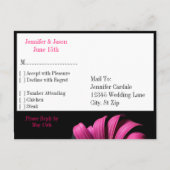 Hot Pink Gerber Daisy Wedding RSVP Briefkaart (Achterkant)