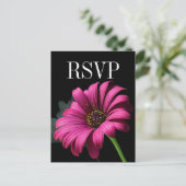 Hot Pink Gerber Daisy Wedding RSVP Briefkaart (Staand voorkant)