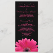 Hot Pink Gerbera Daisy Black Wedding Programma Programmakaart (Voorkant)