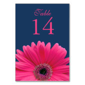 Hot Pink Gerbera Daisy Navy Blauwe bruiloft Kaart (Achterkant)