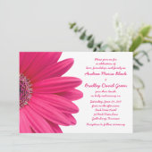 Hot Pink Gerbera Daisy White Wedding Invitation Kaart (Staand voorkant)