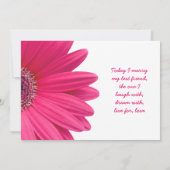 Hot Pink Gerbera Daisy White Wedding Invitation Kaart (Achterkant)