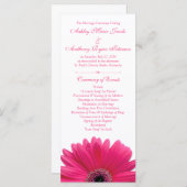 Hot Pink Gerbera Daisy White Wedding Programma Programmakaart (Voorkant / Achterkant)