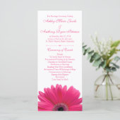 Hot Pink Gerbera Daisy White Wedding Programma Programmakaart (Staand voorkant)