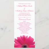 Hot Pink Gerbera Daisy White Wedding Programma Programmakaart (Voorkant)