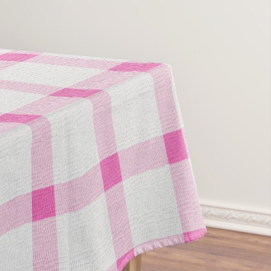 Hot Pink Gingham Check Pset Medium Tafelkleed (Voorbeeld)